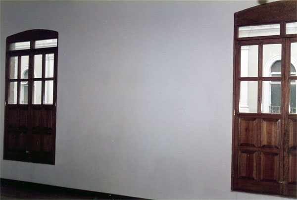 Second floor and balcony doors of the restored building